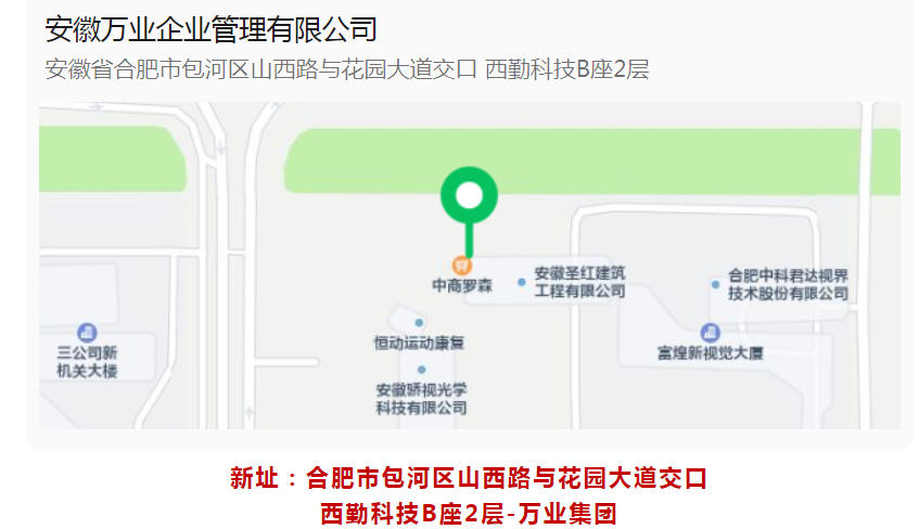 新址：合肥市包河區(qū)山西路與花園大道交口-西勤科技B座2層-萬業(yè)集團